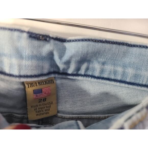 True Religion Frayed Hem Cora Crop Straight Mid Rise Cut Off Jean Shorts US 28 - Picture 5 of 8